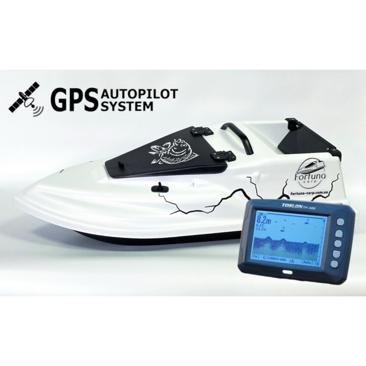 GPS (V3_9+1) Ехолот Toslon TF300 Прикормочний кораблик Фурія Шторм Білий