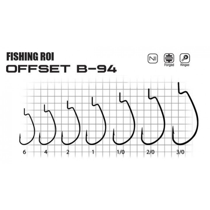 Крючки Fishing ROI Offset B94BC 1/0