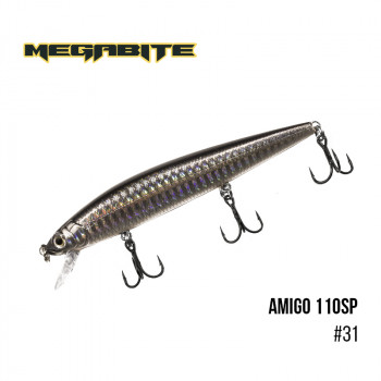 Воблер Megabite Amigo 110 SP 110mm 14.3g до 1m 31