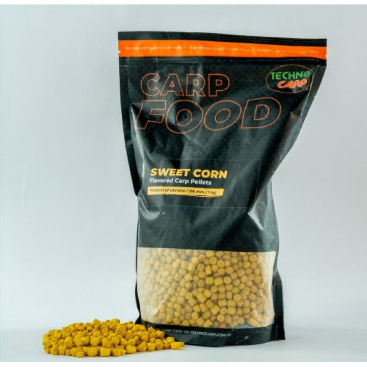 Пеллетc Технокарп Flavored Carp Pellets 1kg 6mm Sweetcorn