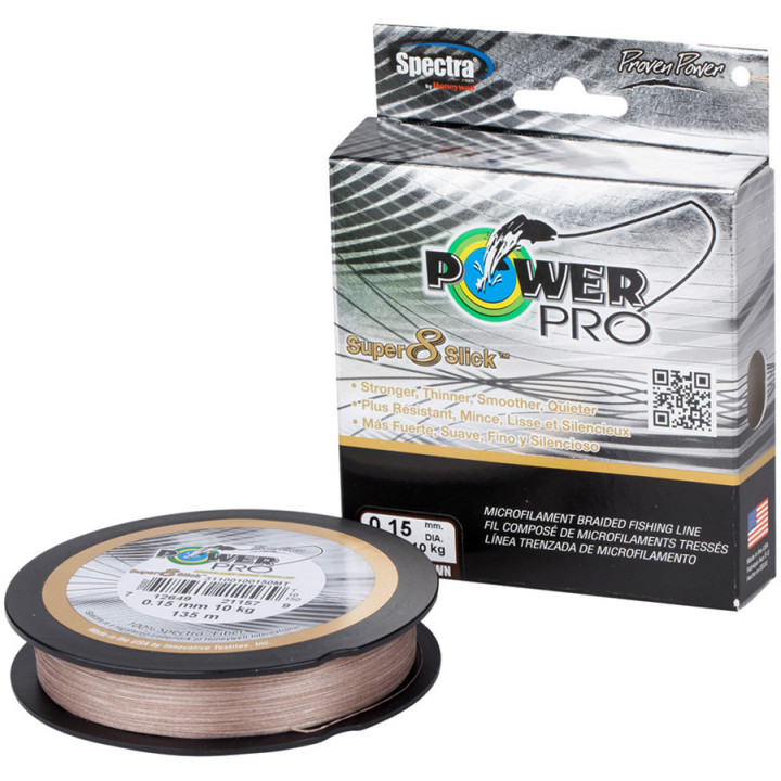 Шнур Power Pro Super 8 Slick 135m Timber Brown 0.23mm 17kg/38lb
