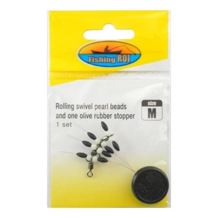 Монтажний елемент Fishing ROI Rolling swivel pearl beads and one olive rubber stopper L