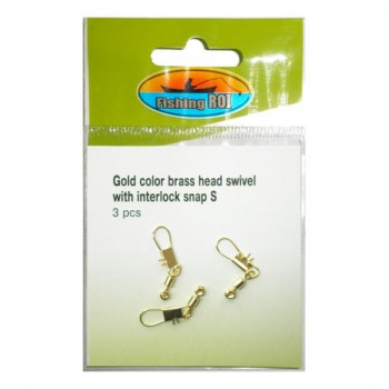 Кріплення поплавця Fishing ROI Gold color brass head swivel with interlock snap M