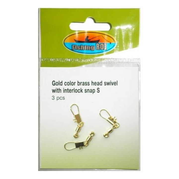 Крепление поплавка Fishing ROI Gold color brass head swivel with interlock snap M