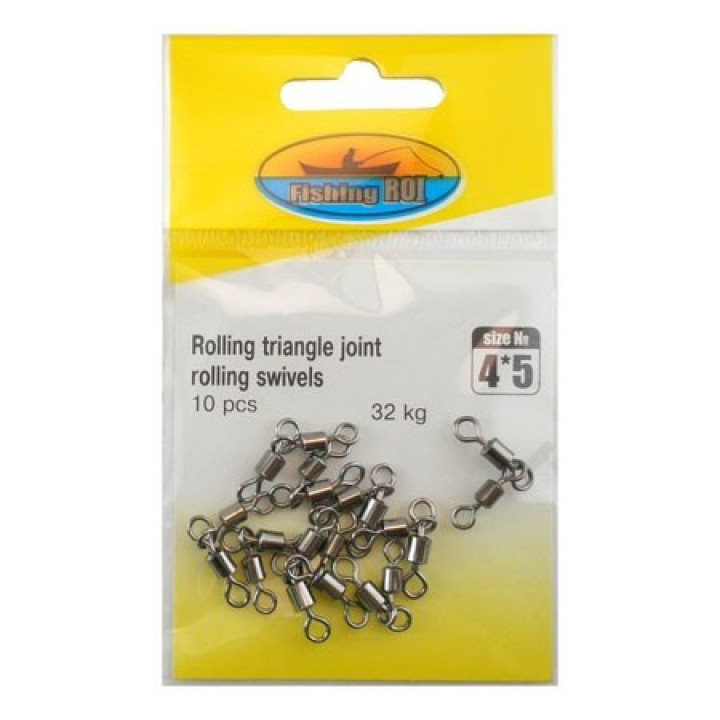 Подвійний Вертлюг Fishing ROI Rolling triangle joint rolling swivels 32kg 4*5