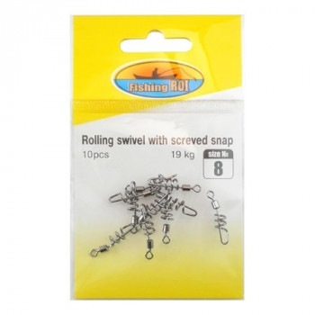 Вертлюг Fishing ROI rolling swivel with screved snap №10