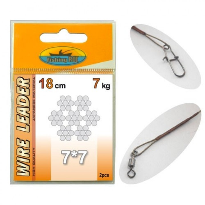 Поводок с застёжкой 7х7 Wire Leader Fishing ROI 15cм 7kg 15cм 7kg