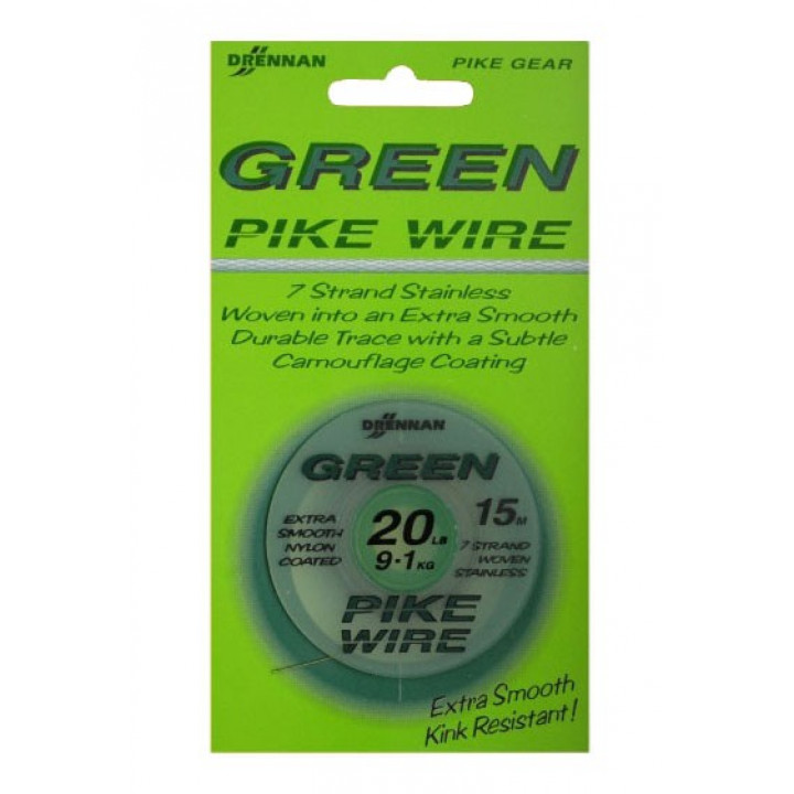 DRENNAN Поводковий матеріал для хижака Green Pike Wire 28lb