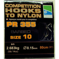 PRESTON Готові повідці COMPETITION 355 HOOKS TO NYLON №16
