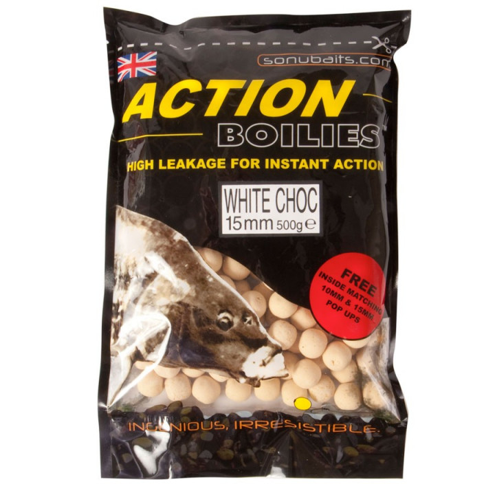 SONUBAITS Бойлы ACTION BOILIES 500g 15mm White Chocolate