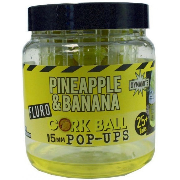 Бойлы Dynamite Baits Pop-Ups Corkball Fluro Yellow Pineapple & Banana 15mm