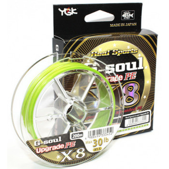 Шнур YGK G-Soul Upgrade X8 200m 0.185mm 11.3kg Зелёный Fluo