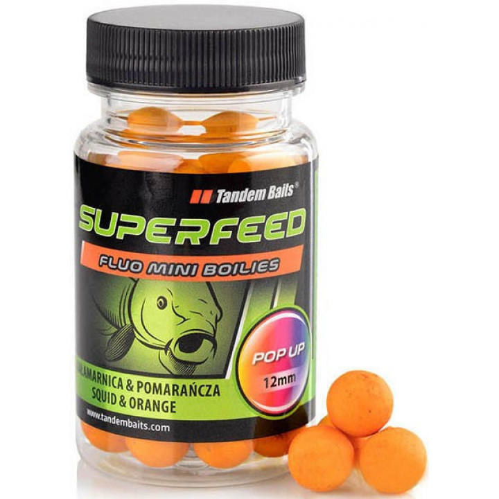 Бойли Tandem Baits SF Fluo Mini Pop-Up Boilies 12mm 35g Squid & Orange