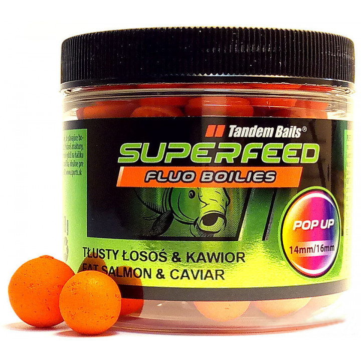 Бойли Tandem Baits SF Fluo Pop-Up 14mm/16mm Mix 90g Fat Salmon & Caviar