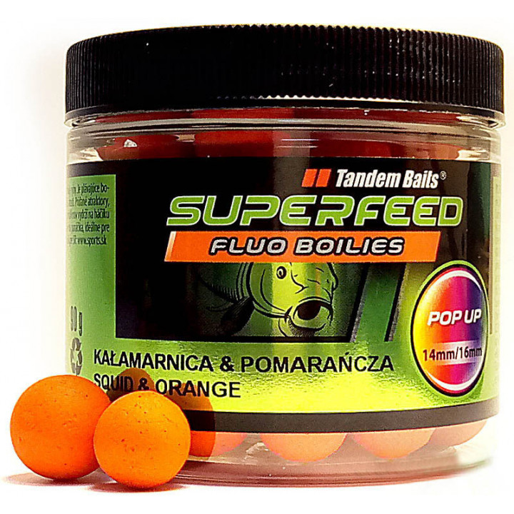 Бойли Tandem Baits SF Fluo Pop-Up 14mm/16mm Mix 90g Squid & Orange