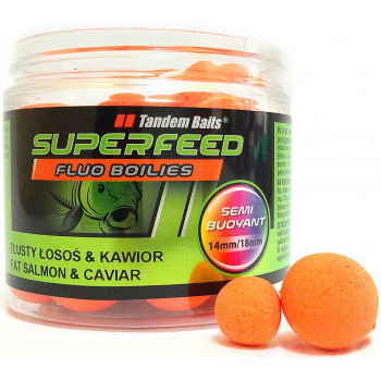 Бойли Tandem Baits SF Fluo Wafters Boilies 14mm/18mm Mix 90g Fat Salmon & Caviar