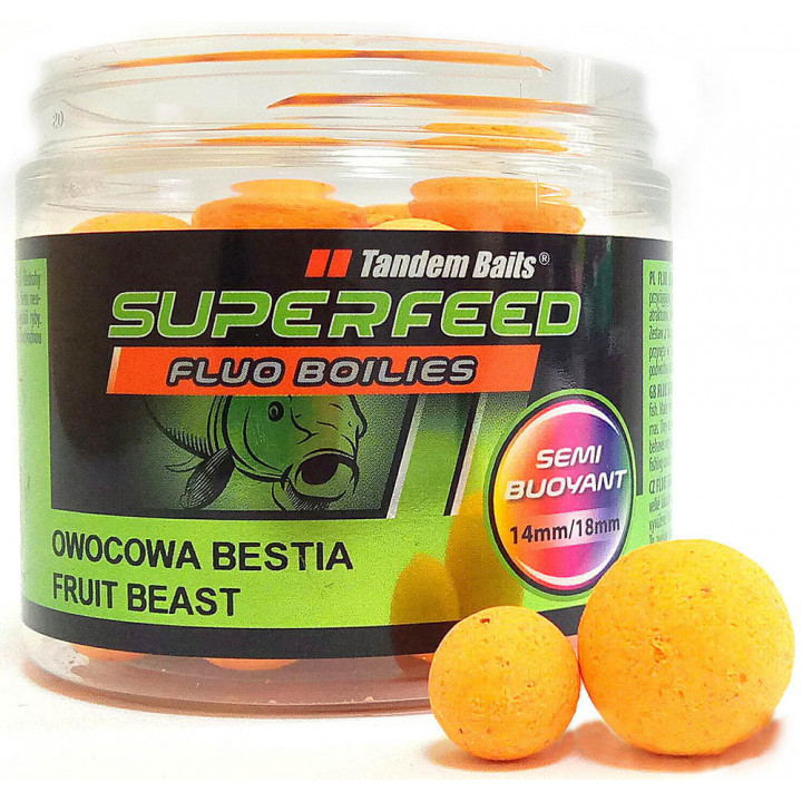 Бойли Tandem Baits SF Fluo Semi Buoyant Boilies 14mm/18mm Mix 90g Fruit Beast