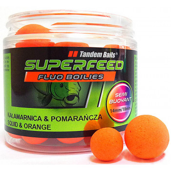 Бойли Tandem Baits SF Fluo Wafters Boilies 14mm/18mm Mix 90g Squid & Orange