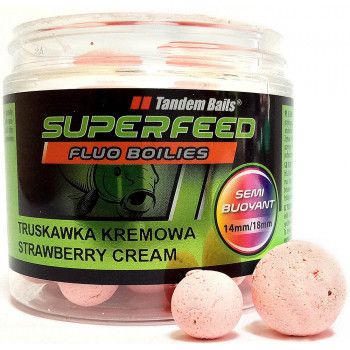 Бойли Tandem Baits SF Fluo Wafters Boilies 14mm/18mm Mix 90g Strawberry Cream