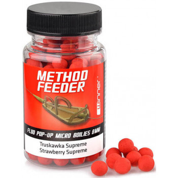 Бойлы Winner Method Feeder Fluo Pop-Up Micro Boilies 8mm 35g Strawberry Supreme