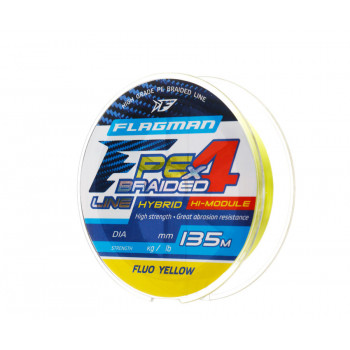 Шнур Flagman PE Hybrid F4 0.16mm 135m 9.1kg FluoYellow