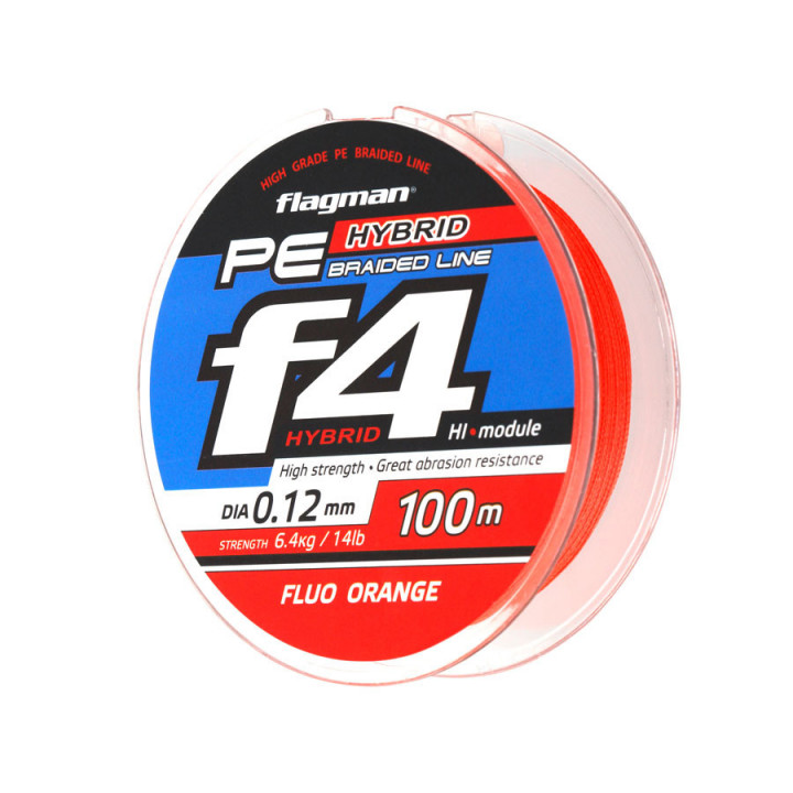 Шнур Flagman PE Hybrid F4 0.14mm 100м 7.7kg FluoOrange