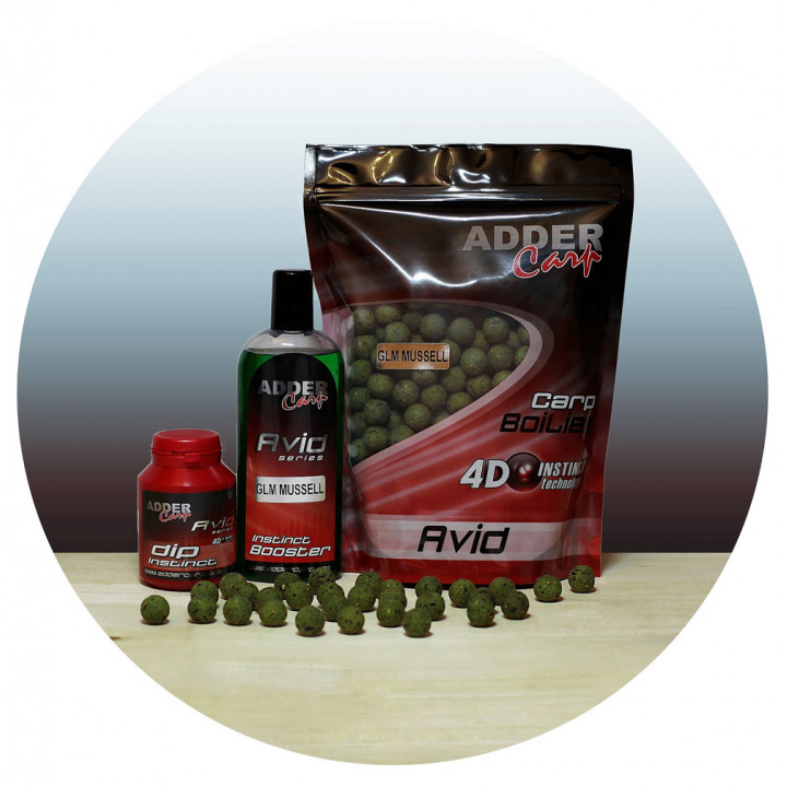 Бойли Adder Carp Boilies AVID 200g GLM Mussell 16mm