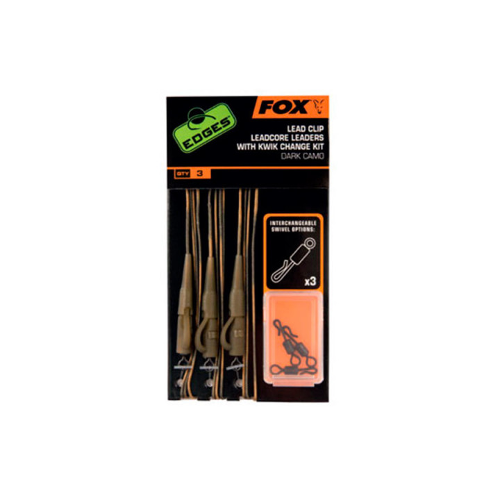 Монтаж готовий на льодкорі FOX EDGES™ Lead Clip Leadcore Leaders Dark Camo