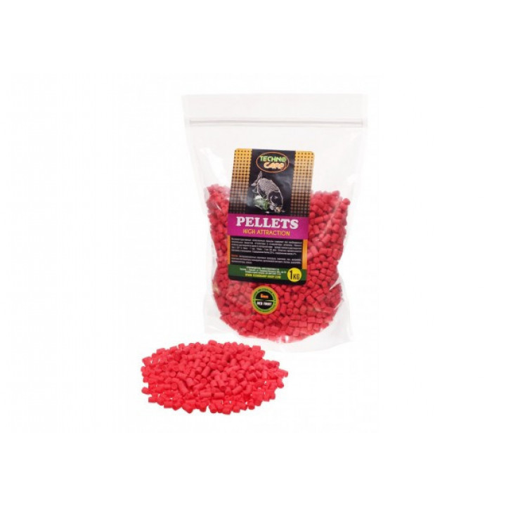 Пеллетc Технокарп Flavored Carp Pellets 1kg 6mm Red Fruit