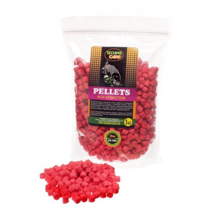 Пеллетc Технокарп Flavored Carp Pellets 1kg 10mm Red Fruit