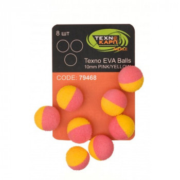 Бойлы Технокарп Texno Eva Balls 8шт. 10mm Розово/Жёлтый