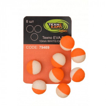 Бойлы Технокарп Texno Eva Balls 8шт. 10mm Бело/Оранжевый