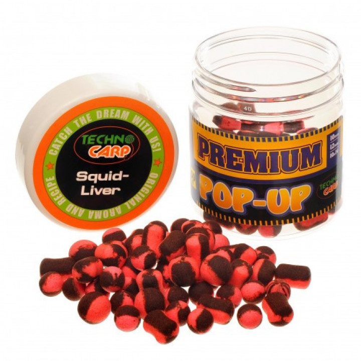 Бойли Технокарп Pop-Up Premium 50g 10,12,10x14mm Squid-Liver