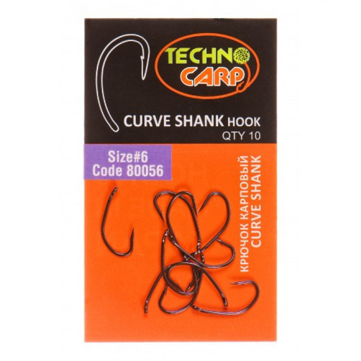 Крючок карповый Технокарп Curve Shank hook 10шт. №6