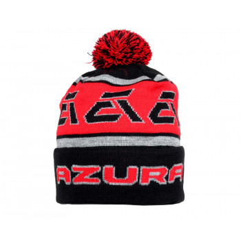 Шапка Azura черно-красная с помпоном 2