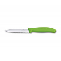 Кухонний ніж Victorinox Swiss Classic із серрейторним лезом 10cm зелений