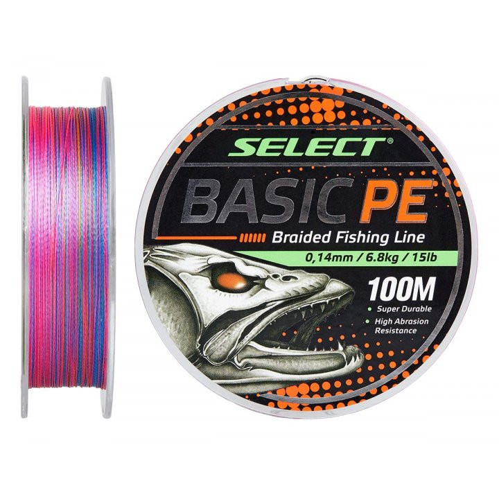 Шнур Select Basic PE 100m (різнокол.) 0.08mm 8LB/4kg