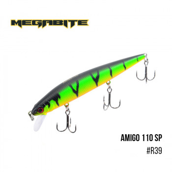 Воблер Megabite Amigo 110 SP 110mm 14.3g до 1m R39