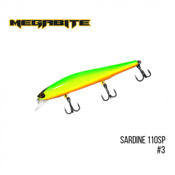 Воблер Megabite Sardine 110mm 13.7g до 1.2m 3