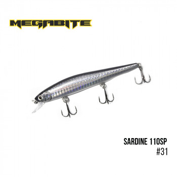 Воблер Megabite Sardine 110мм 13.7g до 1.2м 31