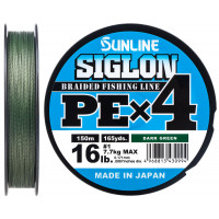 Шнур Sunline Siglon PE х4 150m (темн-зел.) #1.2/0.187mm 20lb/9.2kg