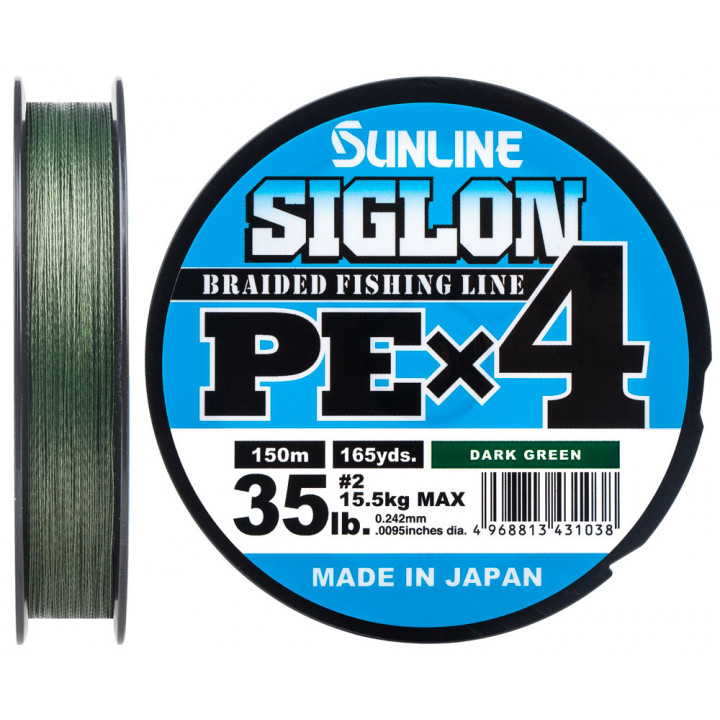Шнур Sunline Siglon PE х4 150m (темн-зел.) #2.0/0.242mm 35lb/15.5kg