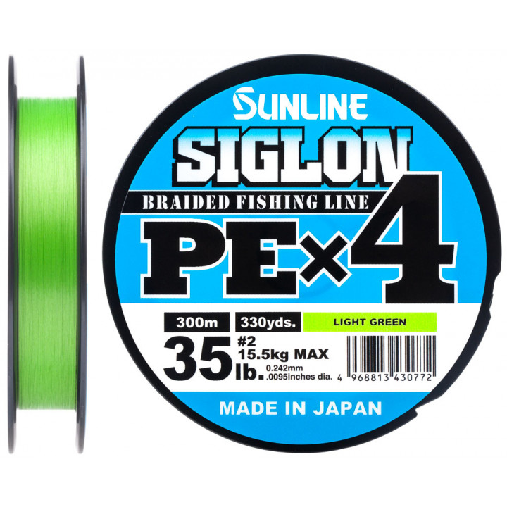Шнур Sunline Siglon PE х4 300m (салат.) #2.0/0.242mm 35lb/15.5kg