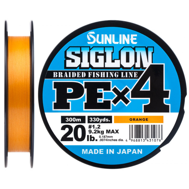 Шнур Sunline Siglon PE х4 300m (оранж.) #2.5/0.270mm 40lb/18.5kg