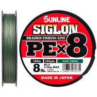 Шнур Sunline Siglon PE х8 150m (темн-зел.) #0.5/0.121mm 8lb/3.3kg