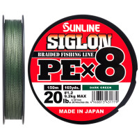 Шнур Sunline Siglon PE х8 150m (темн-зел.) #1.2/0.187mm 20lb/9.2kg