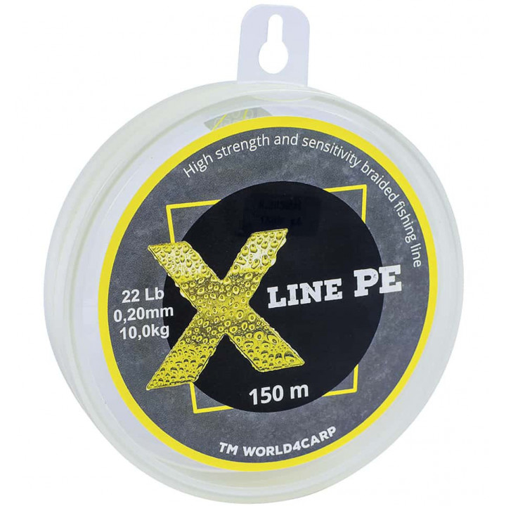Плетений шнур X Line PE 150 m Yellow 0,10 мм