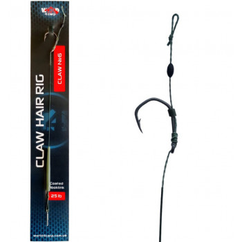 Готовый поводок в оплетке W4C с волосом CLAW Hair Rig, крючок CLAW № 6