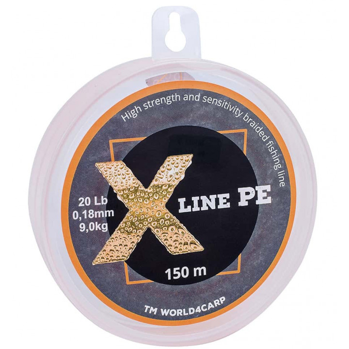 Шнур плетений X Line PE 150 m Orange 0,18 мм