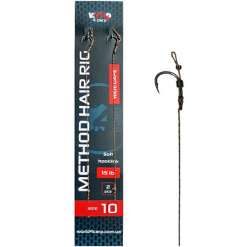 Готовый поводок W4C с волосом METHOD hair rig, крючок WIDE GAPE № 6